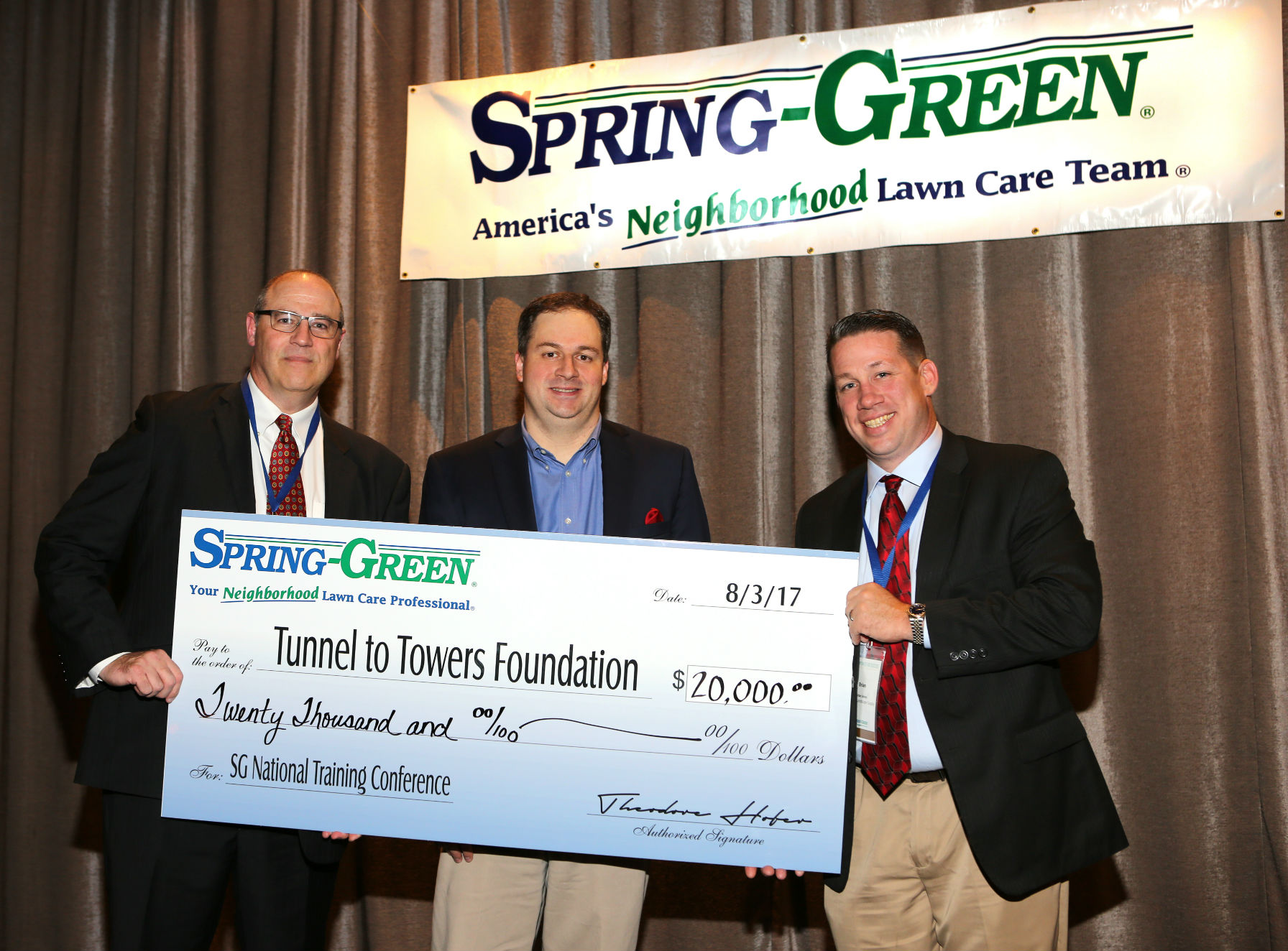 Spring-Green and Tunnel to Towers Foundation Check Presentation